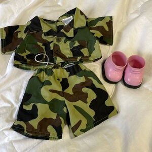 BUILD A BEAR WORKSHOP | Camouflage | Clothing Set w/Pink Boots | Military |B-A-B